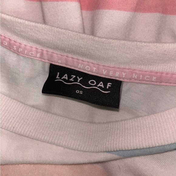 Lazy Oaf Striped Blue and Pink T-Shirt - Picture 3 of 4